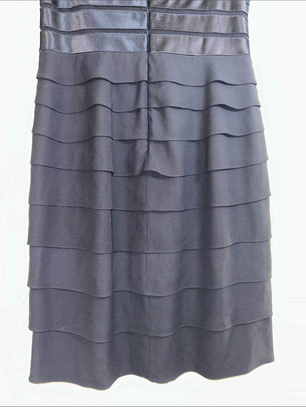 Chetta B 100% Silk Black V-Neck Tiered Midi Dress - Picture 7 of 13